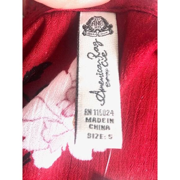 A14). American Rag Floral V-Neck Long Sleeves Blouse size Small - Picture 7 of 9